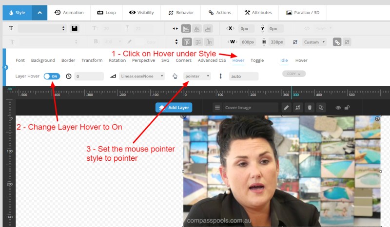 Catnapweb Advice - Creating Video Gallery in WordPress - 1-1 Changing Pointer for a Layer in Slider Revolution